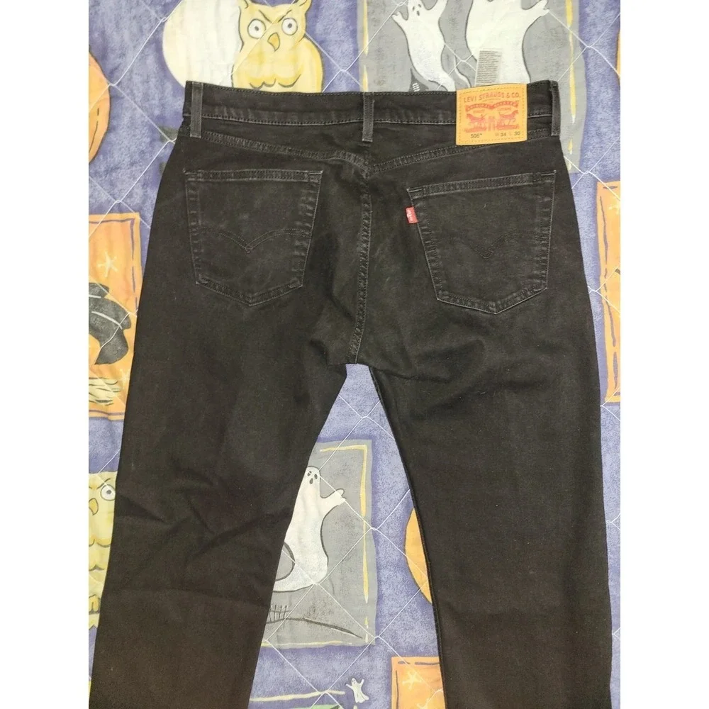 Levi's 506 Jeans Men's‎ 34x30 (34x28) Black Straight Leg Denim Pants